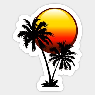 Sunset and Palm Trees Sticker